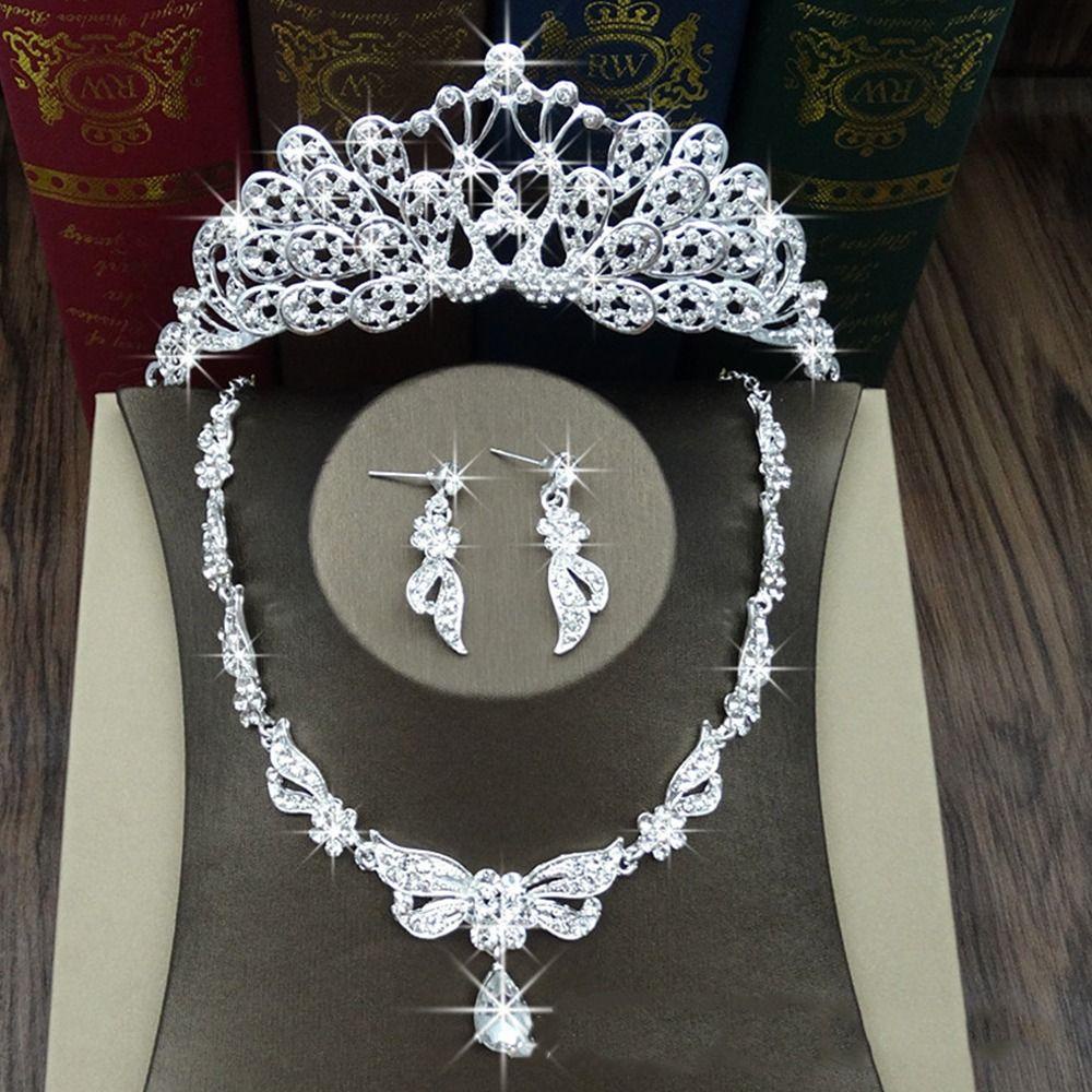 Mxbeauty Set Perhiasan Pernikahan Kepribadian Perhiasan Hadiah Kalungchain Perhiasan Aksesoris Temperamen Crsytal Wanita Kalung