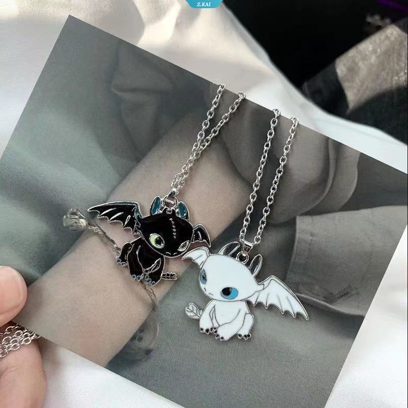 Hot Cara Melatih Naga Anda3 Anime Kartun Hitam Dan Putih Malam Fury Double Dragon Kalung Rantai Tulang Selangkacreative Cartoon Accessories Necklace[ZK]