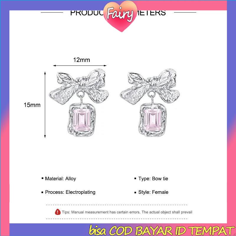 Anting Dasi Kupu-kupu Berlian Zircon Bow Stud Anting Fashion Korea Gaya Untuk Wanita F