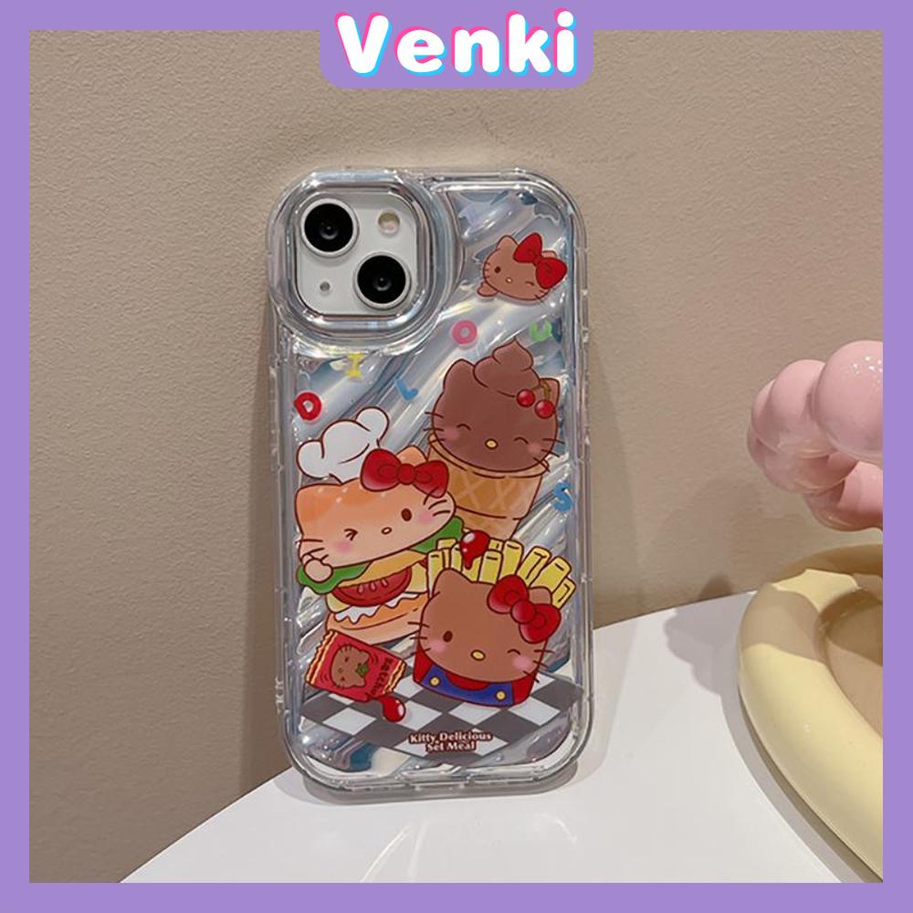 VENKI - Untuk iPhone 11 iPhone Case Laser Reflektif Bening Phone Case TPU Soft Shockproof Airbag Phone Case Lucu Kartun Kompatibel dengan iPhone 14 13 Pro Max 12 Pro Max XR 7 8PLus