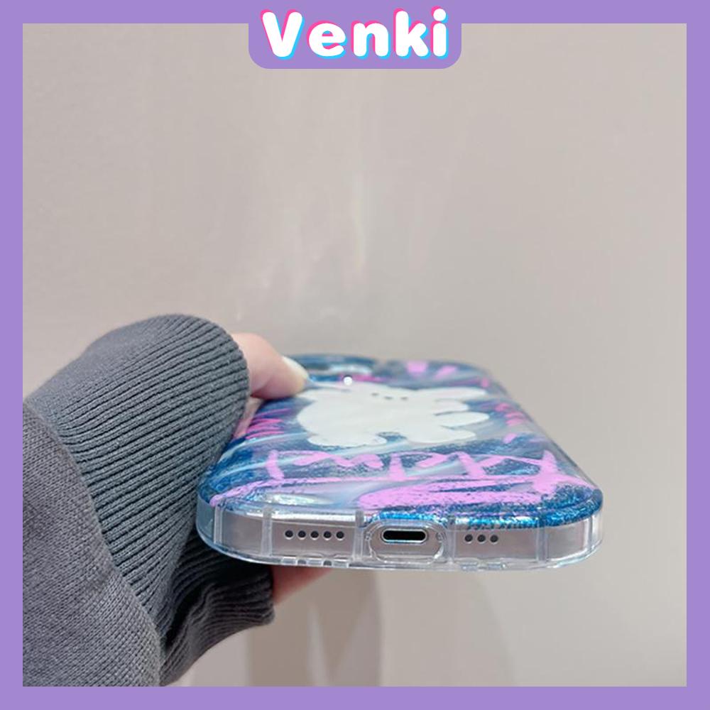 VENKI - Untuk iPhone 11 iPhone Case Laser Reflektif Bening Phone Case TPU Soft Shockproof Airbag Case Cute Kucing Anjing Kompatibel dengan iPhone 14 13 Pro Max 12 Pro Max XR 7PLus 8PLus