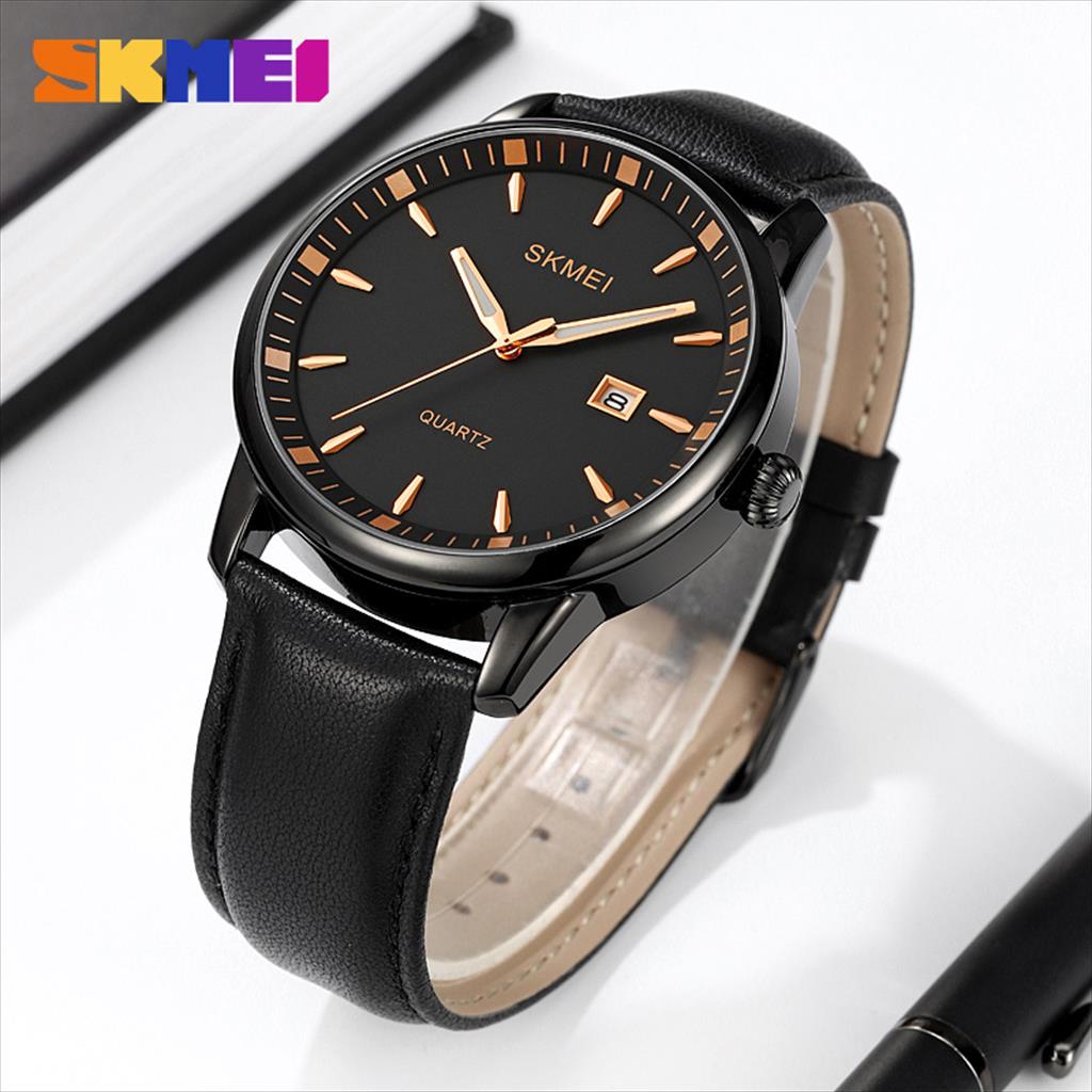 Jam Tangan Pria Analog Date SKMEI 2121 Leather Anti Air Original