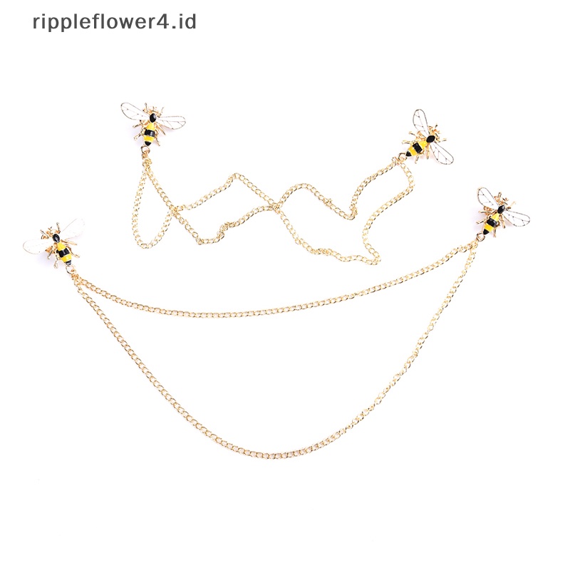 {rippleflower4.id} Cute Bee Vintage Bros Pin Alloy Metal Chain Brooch Broches Man Suit Pin~