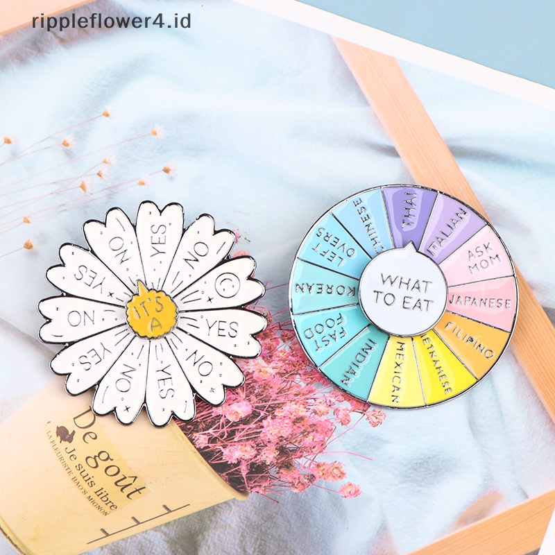 {rippleflower4.id} Apa Makan Berputar Geser Bergerak Bros Enamel Pin Bros Lencana Logam Kerah Pin Ini Bros Bunga Matahari Jaket Denim Perhiasan Aksesoris Hadiah~