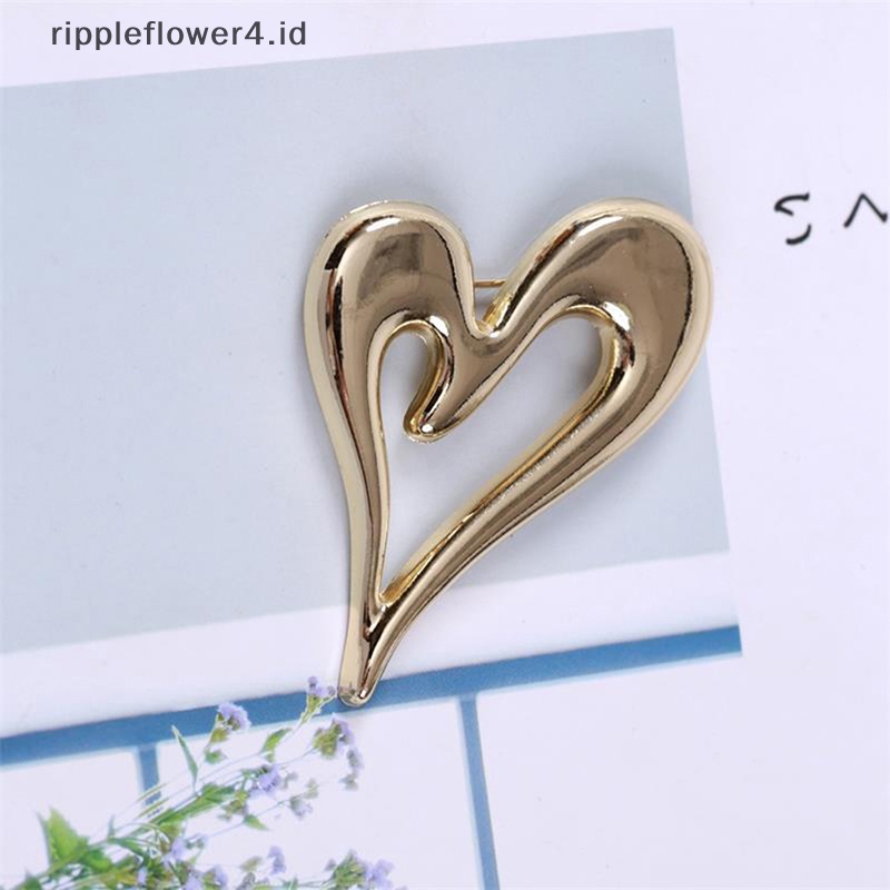 {rippleflower4.id} Bros Hati Logam Desain Sederhana Hati Cinta Wanita Unisex Bros Pin Hadiah~