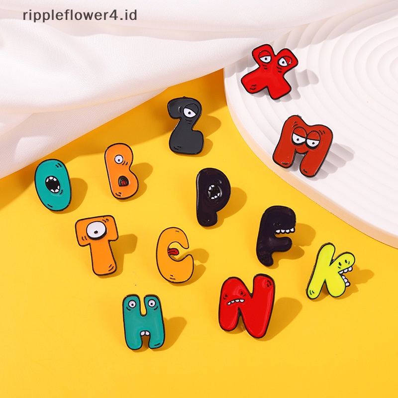 {rippleflower4.id} Aksesoris Pakaian Wanita Alfabet Inggris Bentuk Mata Enamel Bros Brooch~