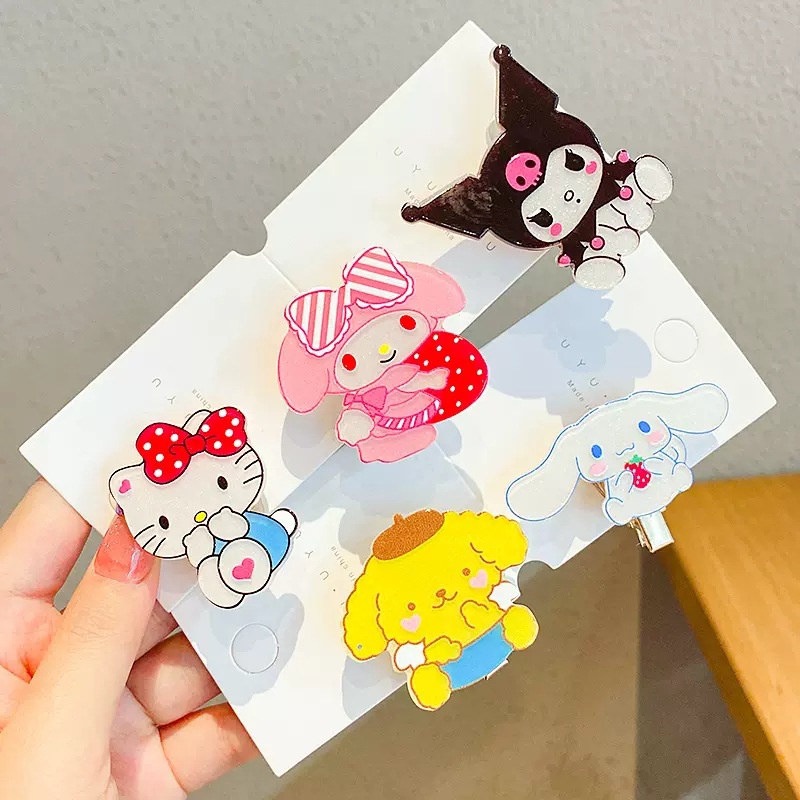 [Unggulan] 1pc Korean Style Ladies Side Bangs Clip Sanrio Shining Hair Clip Cute Traceless Duckbill Clip Summer Hairpin Girls Barrettes Aksesoris Rambut Alat Styling Rambut