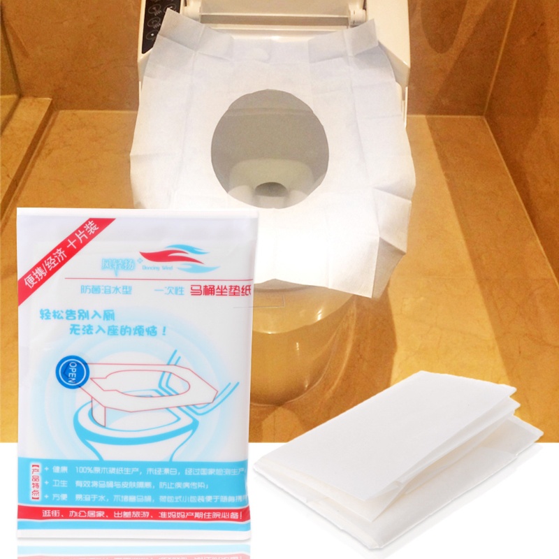 10pcs/set Disposable Toilet Seat Cover Travel Portable Toilet Alas Duduk Kamar Mandi Pembalut Kertas Pad Dissolved In Water