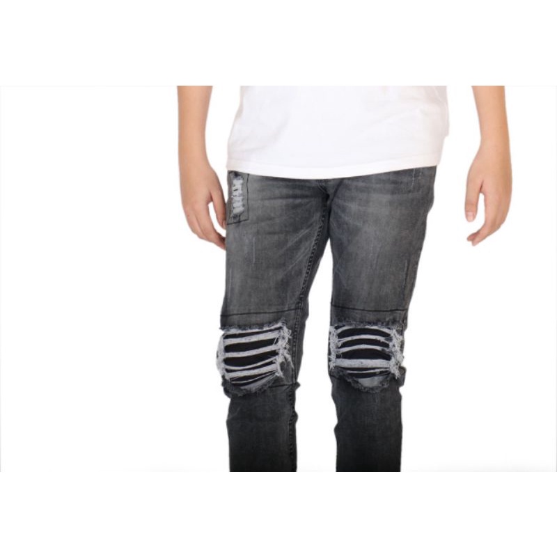 Weird Jeans - Ice Grey - Celana Jeans Pria Skinny Slimfit Strech Ripped