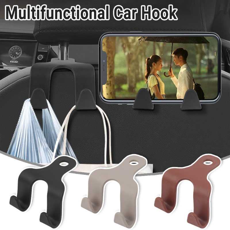 [Unggulan] Multifungsi Kursi Mobil Kembali Kait Kreatif Kepala Ganda Headrest Gantung Holder Handphone Bracket Tas Kantong Penyimpanan Pakaian Kait Otomotif Interior Organizer