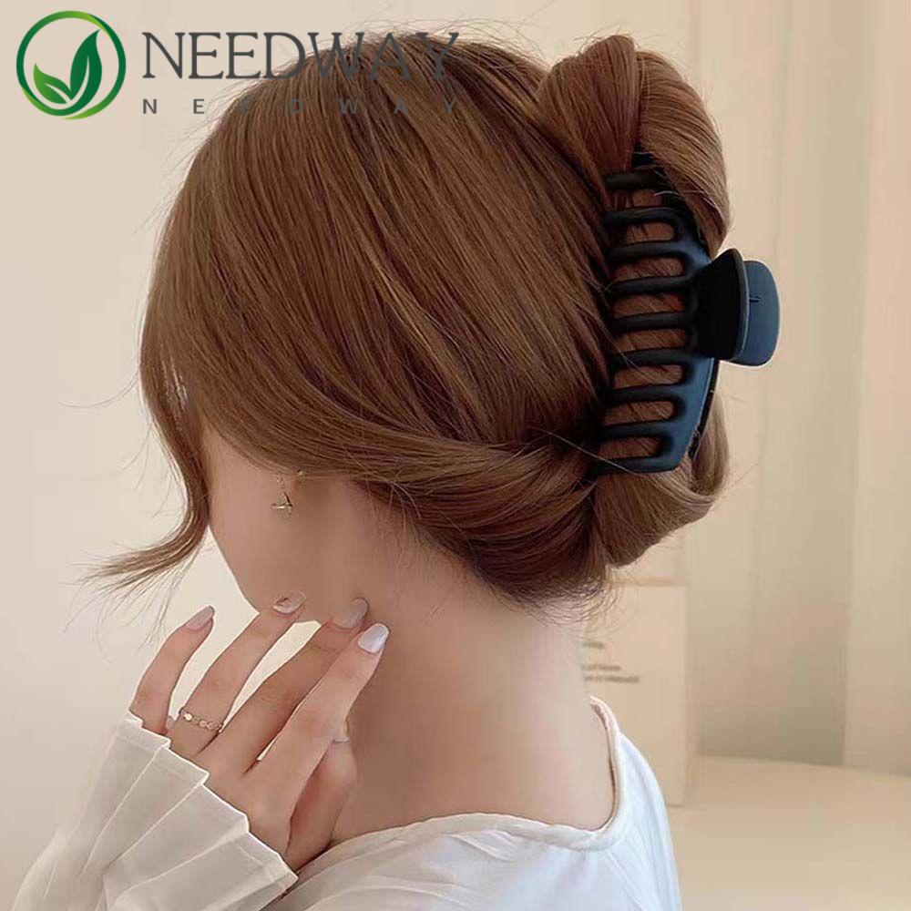 Needway   Wanita Hair Claw Elegan Sederhana Aksesoris Rambut Untuk Perempuan Temperamen Hitam Gaya Korea Jepit Rambut