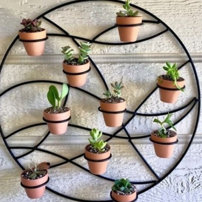 Rak Tanaman Hias - Wall Planter | Vertical Garden Round 7 Pots Flowers