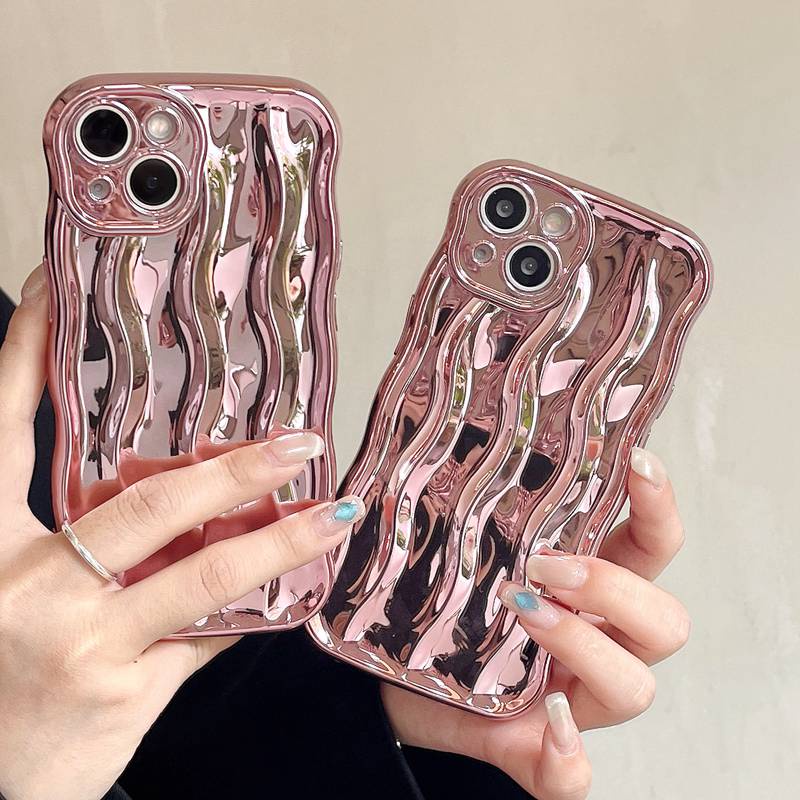 Shine Pink Water Wave Soft TPU Case iP iPhone 12 13 14 Pro Max 11 Girl Woman New FTD Casing Apple