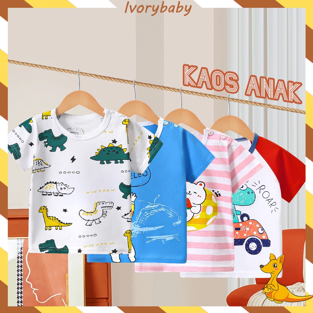 Ivorybaby Kaos baju atasan bayi anak lengan pendek Tshirt anak 0-3thn