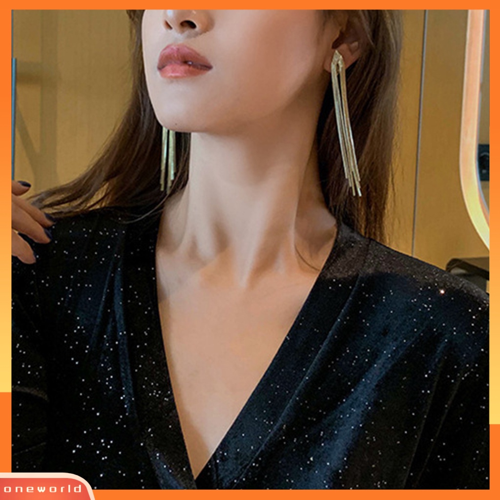 [WOD] 1pasang Anting Menjuntai Elegan Hypoallergenic Minimalis Temperamen High Gloss Hadiah Fashion Perhiasan Bohemian Logam Jumbai Wanita Drop Earrings Untuk Harian