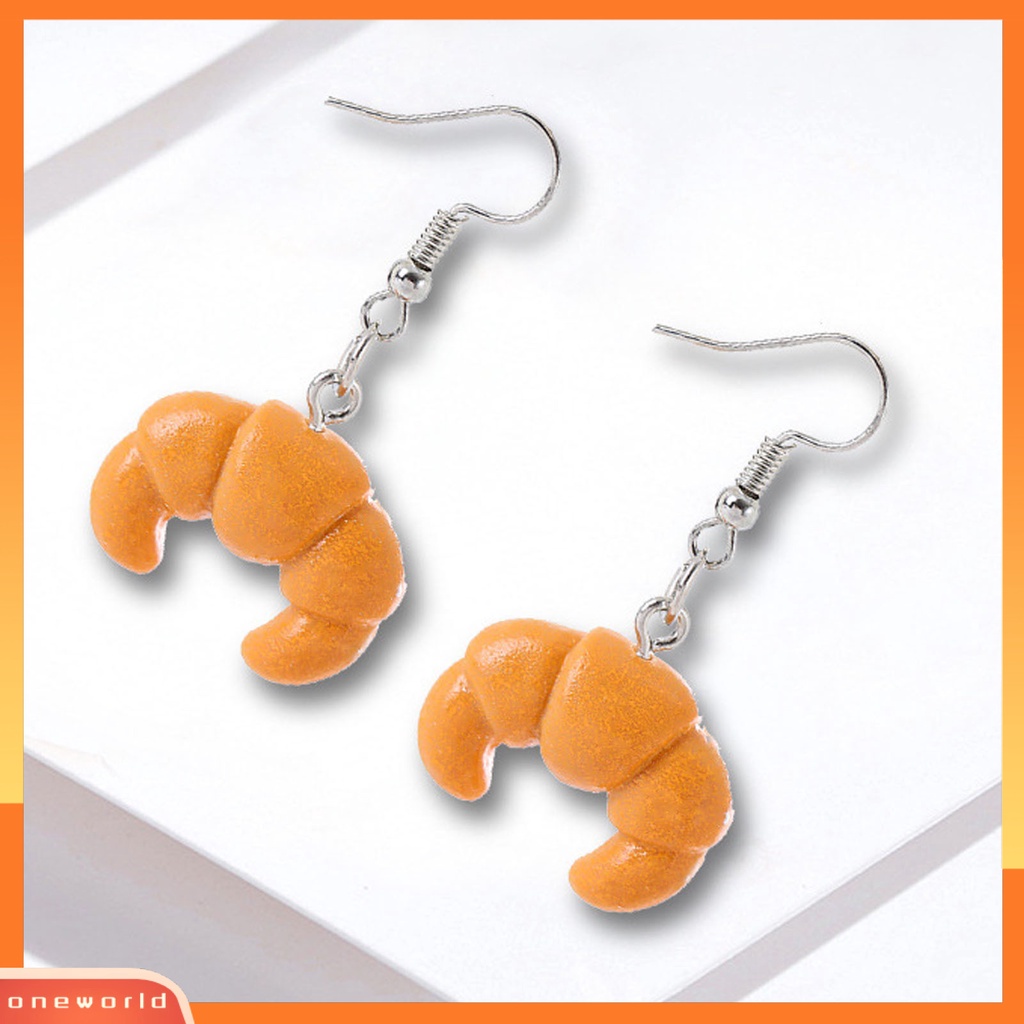 [WOD] 1pasang Anting Drop Roti Lucu Perhiasan Tahan Lama Cerah Luster Hook Earrings Untuk Pakaian Sehari-Hari