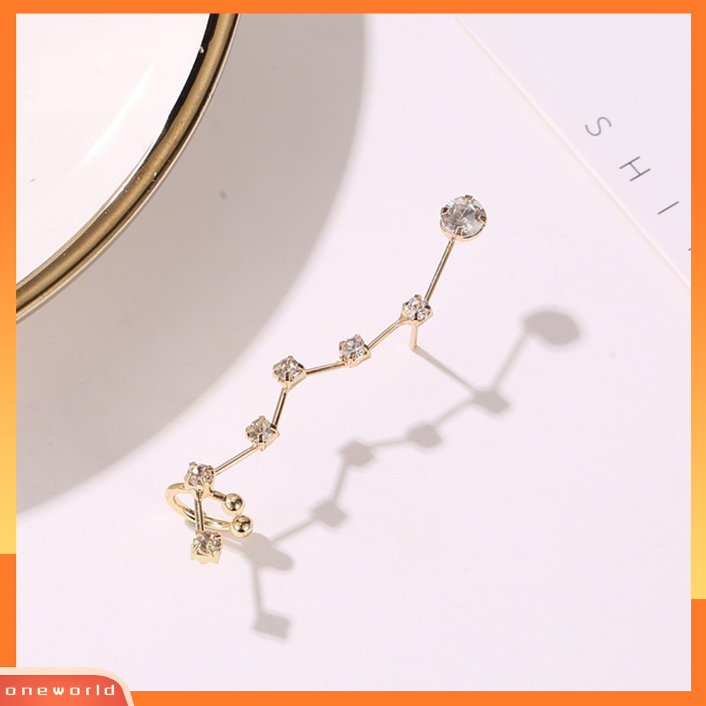 [WOD] 1pc Wanita Berlian Imitasi Bertatahkan Bintang Telinga Manset Klip On Anting Pesta Perhiasan Hadiah