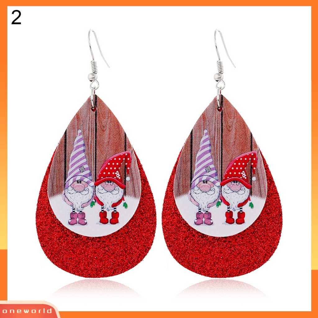 [WOD] Wanita Santa Claus/Snowman/Elk Kulit Imitasi Natal Drop Hook Anting Hadiah