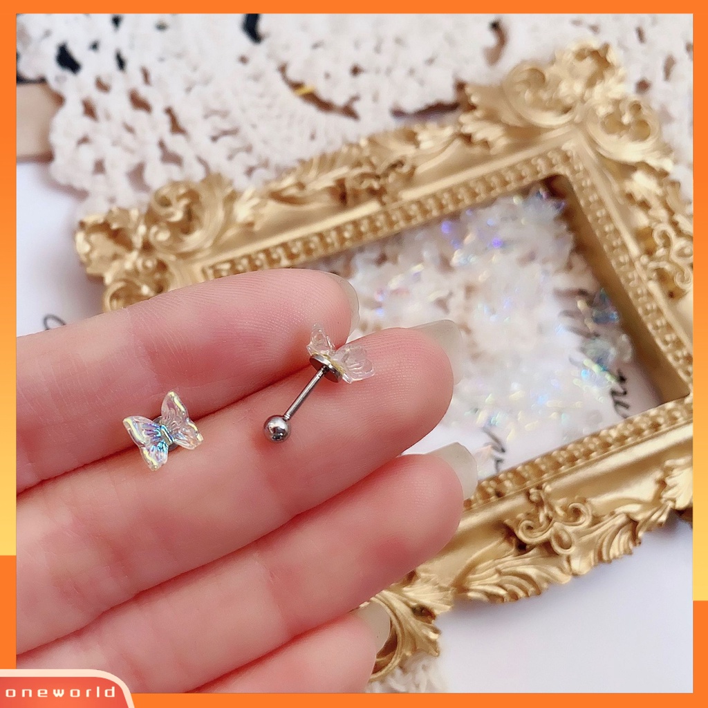 [WOD] 3pcs Ear Studs Eye-catching Charming Resin Wanita Stud Cincin Telinga Piercing Perhiasan Dekor Untuk Gadis