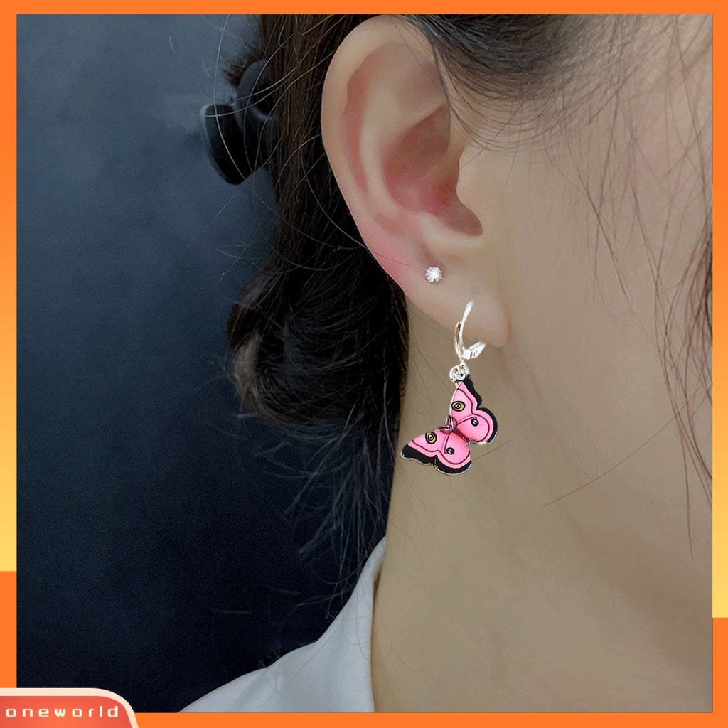 [WOD] 1pasang Wanita Menjuntai Anting Bentuk Hewan Indah High-end Kupu-Kupu Liontin Lady Hoop Earrings Perhiasan Perempuan