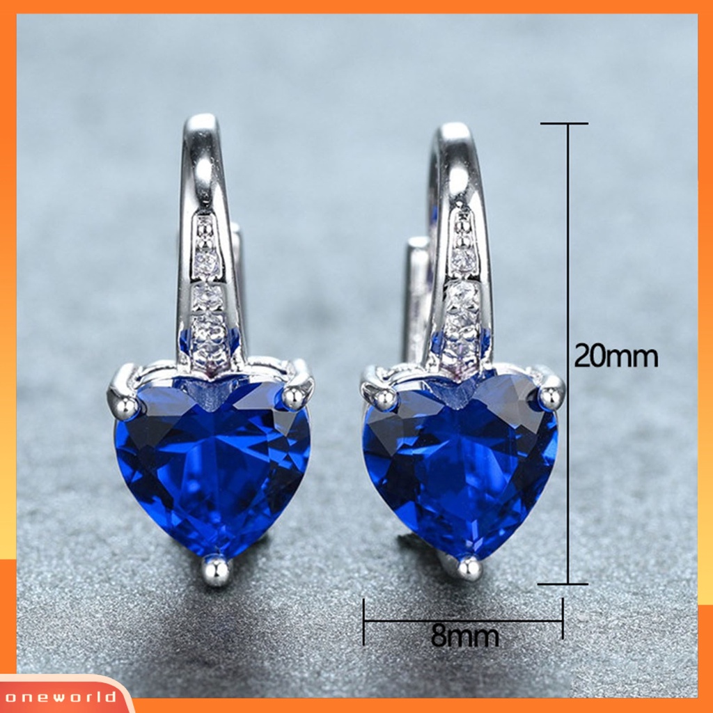 [WOD] 1pasang Anting Leaverback Tindik Romantis Mewah Berbentuk Hati Cubic Zirconia Menjuntai Anting Perhiasan Pesta