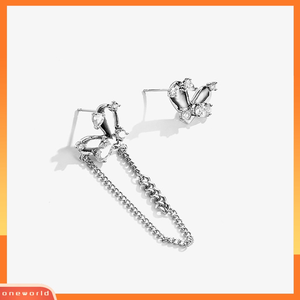 [WOD] 1pasang Anting Pejantan Hati Asimetris Perhiasan Berkilau Gaya Korea Ear Studs Hadiah Ulang Tahun