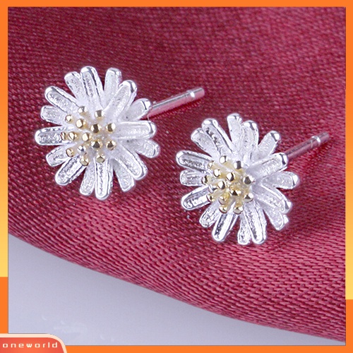 [WOD] Lady's Cute Bunga Matahari925 Sterling Silver Ear Studs Daisy Earrings Perhiasan Hadiah