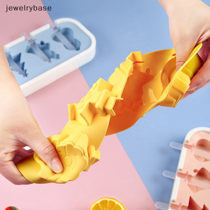 [jewelrybase] Cetakan Silikon Es Krim Ice Cube Maker Dengan Tutup Family Popsicle Ice Cube Tray Butik