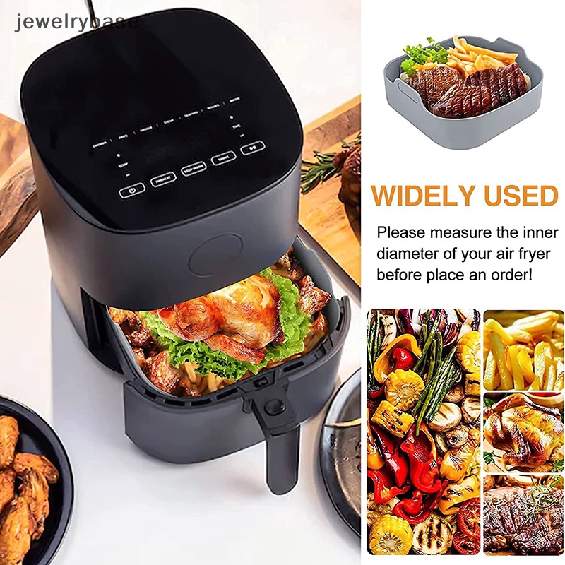 [jewelrybase] 8.27in Silikon Air Fryer Basket Liners Persegi Reusable Aksesoris Dapur Butik