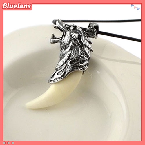 [BLS] Pria Berani Keren Serigala Kepala Gigi Liontin Kalung Mendominasi Perhiasan Fashion Hadiah