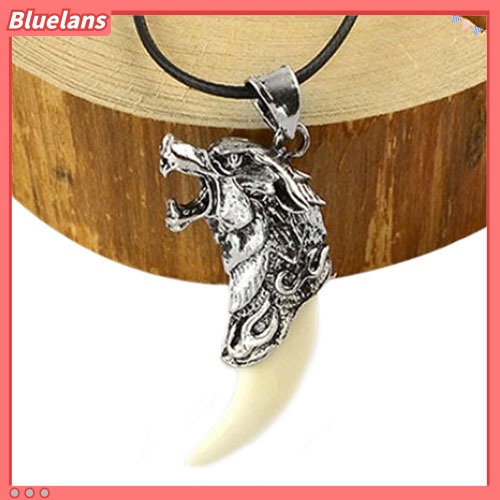 [BLS] Pria Berani Keren Serigala Kepala Gigi Liontin Kalung Mendominasi Perhiasan Fashion Hadiah