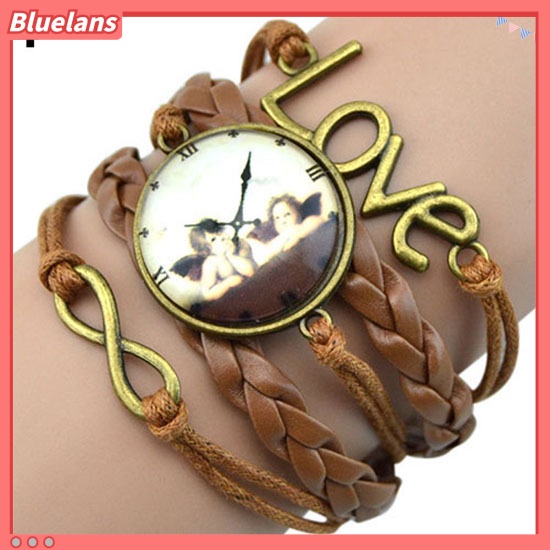 [BLS] Infinity Pesona Cinta 8-bentuk Menenun Kulit PU Faux Wrist Watch Bangle Bracelet