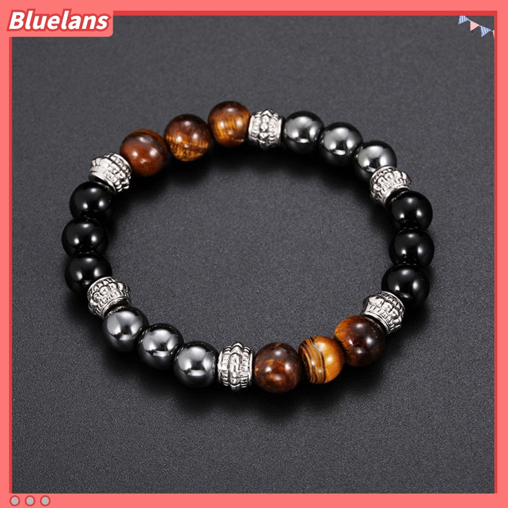 [BLS] Fashion Unisex Pumice Tiger Eye Stone Beads Gelang Pesona Tangan Perhiasan Pesta