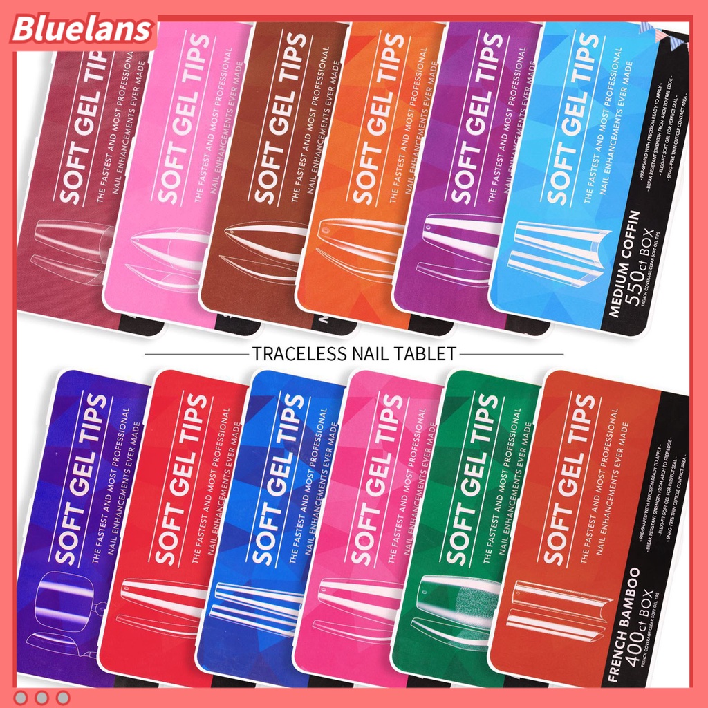[BLM] 550pcs /500Pcs /440Pcs /400Pcs Ujung Kuku Lakban Bagus Bangunan Cepat Transparan Nail Art Piece Tangga Tipis Berbentuk Almond Tip Untuk Manicure