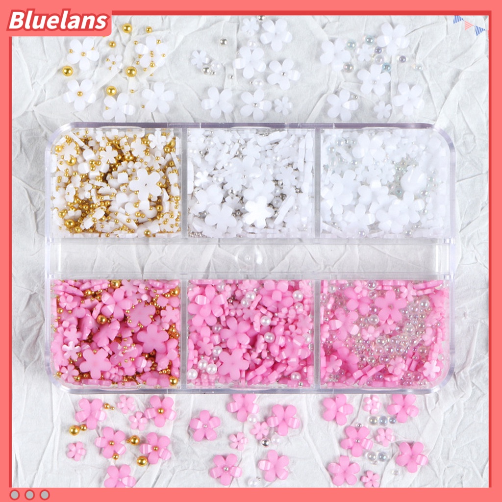 [BLM] 6kisi Manikur Dekorasi Bergaya Compact Resin Lima Kelopak Bunga Nail Art Perhiasan Untuk Phone Case