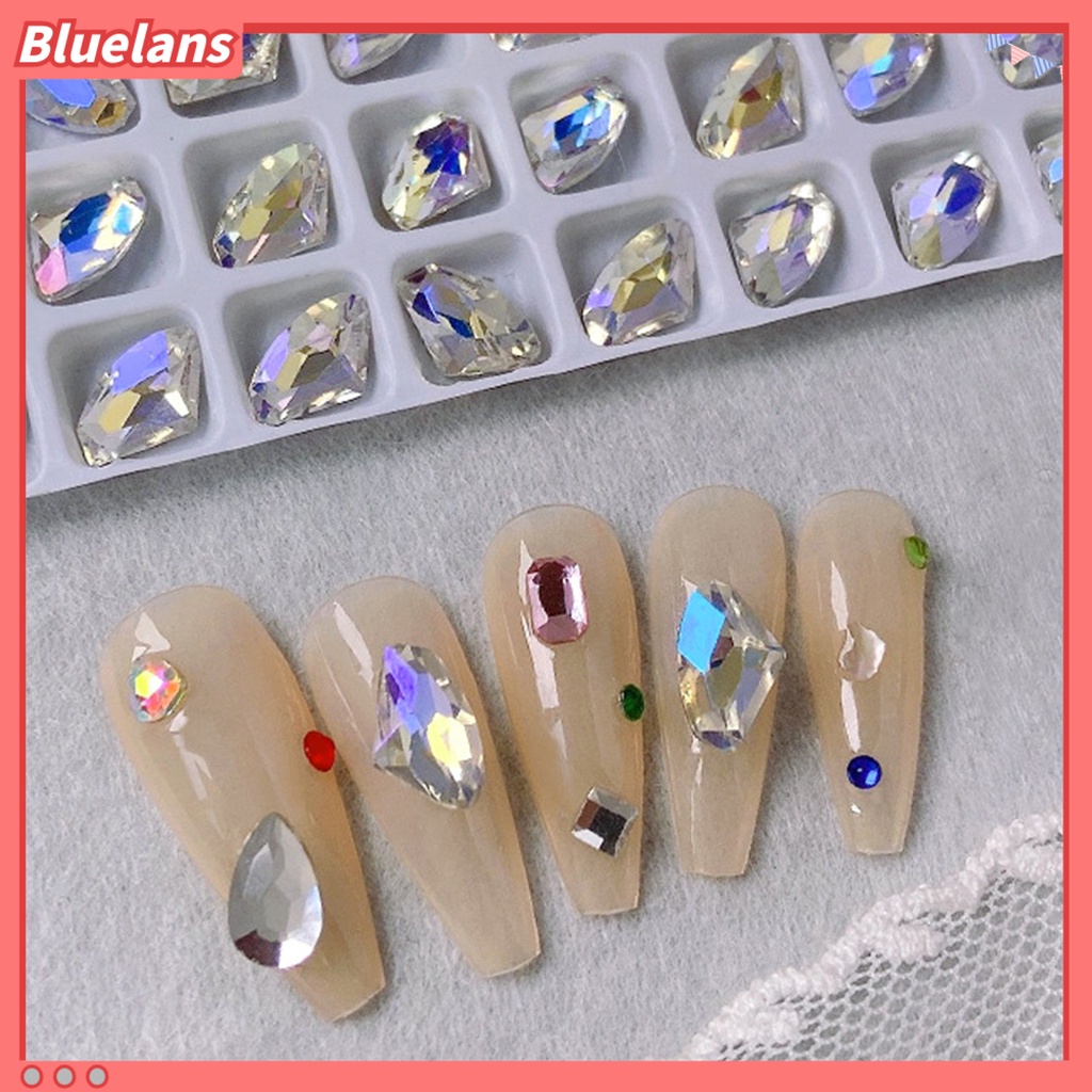 [BLM] 10pcs Nail Art Rhinestones Halus Efek 3D Glittery Mewah DIY Nail Art Mix Color Dekorasi Rhinestones Untuk Nail Art Belajar