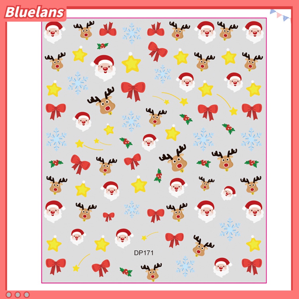 [BLM] Stiker Kuku Pola Indah Perekat Diri Yang Dapat Dilepas Daya Lengket Kuat Mudah Diterapkan Dekoratif Menarik Kartun Xmas Bertema Stiker Kuku Manicure Decal Nail Supplies