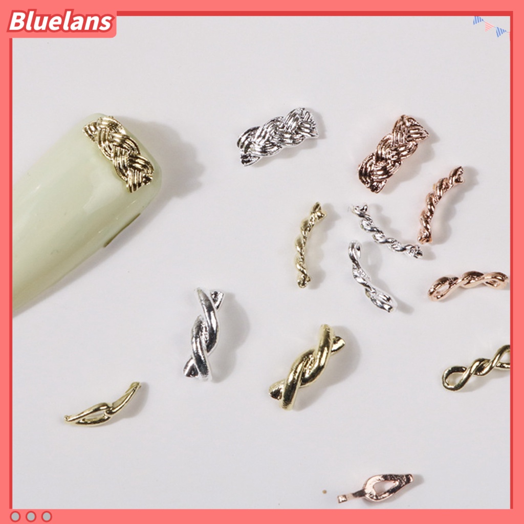 [BLM] 20pcs Nail Art Decor Tiga Dimensi Permukaan Mengkilap Mempesona Efek Visual DIY Tahan Karat Gloss Emas Perak Twist Rantai Hiasan Kuku Salon Kuku Supply