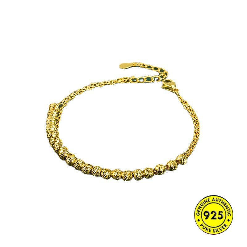 Double Layer Twin Fined Grace Ball Bracelet Gelang Emas Bermutu Tinggi All-Match Gelang Pacar U1862