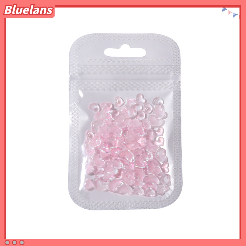 [BLM] 100pcs/bag Nail Art Decor Flatback Tiga Dimensi Mix Size Halus Flash DIY Mini Bentuk Hati Berlian Imitasi Pesona Kuku Salon Pasokan
