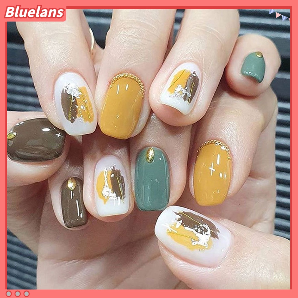 [BLM] 12pcs /Set Dekorasi Kuku Dengan Mudah Menempel DIY Rantai Kuku Metal Logam Charms Berlian Imitasi 3D Ornamen Untuk Perempuan