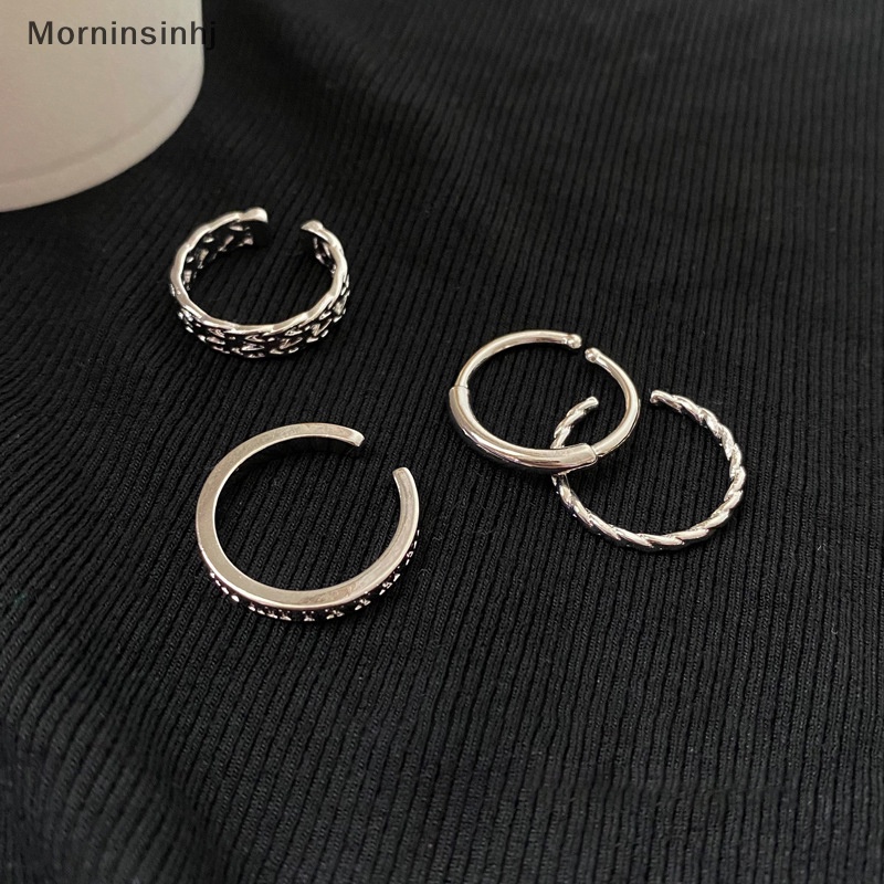 Mornin 3PCS Fashion Vintage Punk Adjustable Finger Rings Retro Warna Silver Opening Knuckle Unisex Trendy Cincin Untuk Wanita Perhiasan Hadiah id