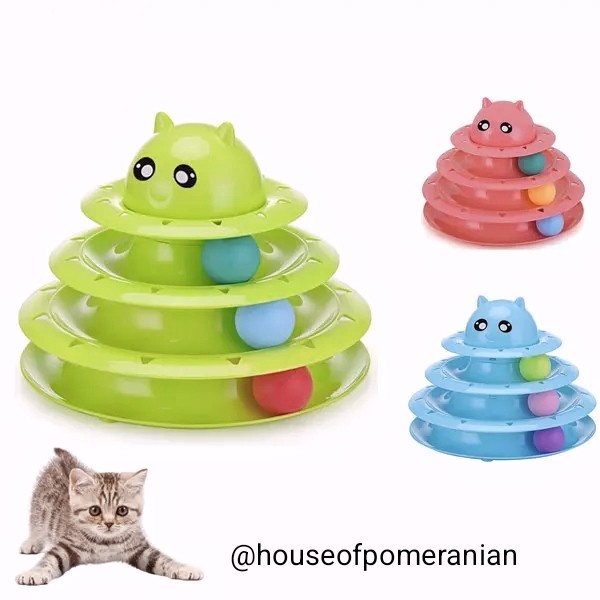 MAINAN KUCING interaktif bergerak tower 3tingkat bola cat toys kitten