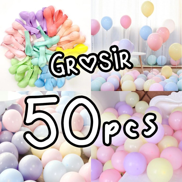 Promo Trend Unik Balon Pastel Macaron isi 50 pcs per Warna / Mix / Balon Latex 12 inch - Ungu