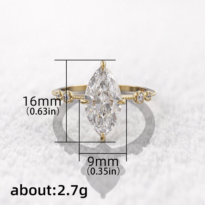Crystal Marquise Cubic Zirconia Rings Untuk Wanita Fashion Cincin Tipis Pertunangan Pernikahan Aksesoris Pernyataan Perhiasan