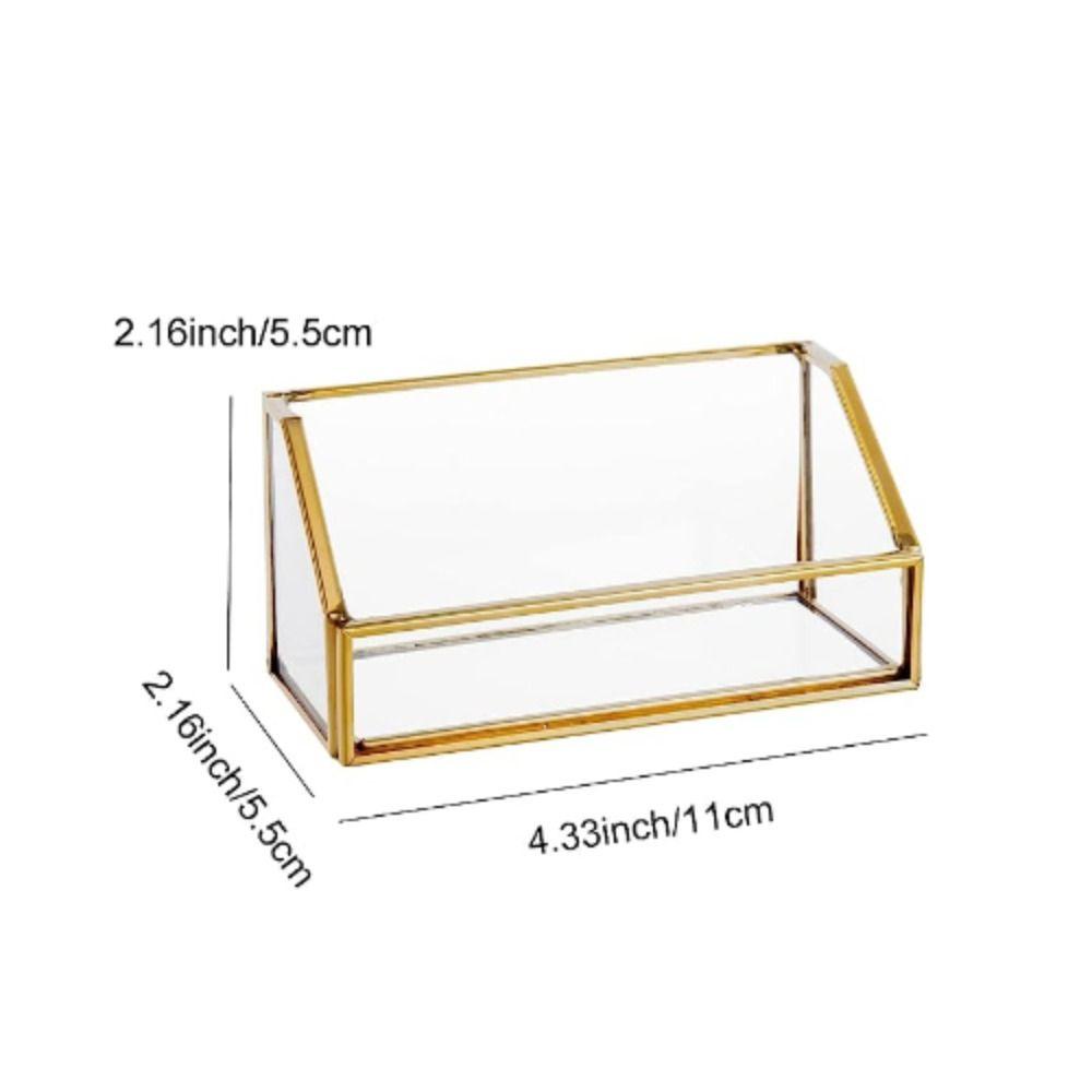 TOP Case Kartu Nama Gold Metal Brass Creative Glass Card Holder