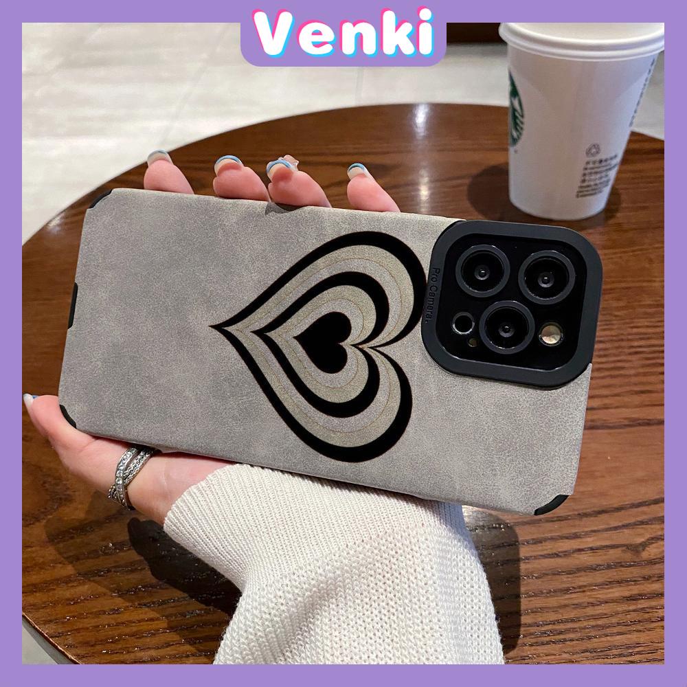 VENKI - Untuk iPhone 11 Case Leather Pupil Suede Cover Soft Shockproof Cover Camera Simple Line Heart Kompatibel dengan iPhone 14 13 Pro max 12 Pro max xr xs 7Plus 8Plus