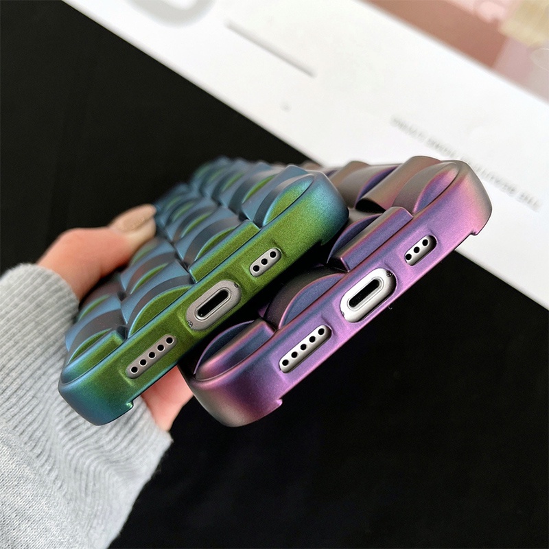 IPHONE Casing Ponsel plating Kotak-Kotak Motif Anyaman 3D Untuk Iphone11 12 13 14 Pro max 6 7 8 14 plus XR X XS XSMAX Silikon Lembut shockproof cover