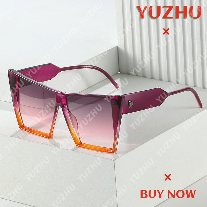 (YUZHU) Mode Barat Oversized Frame Rivet Cat Eye Sunglasses Kepribadian Fashion Baru Gradien Sunglasses