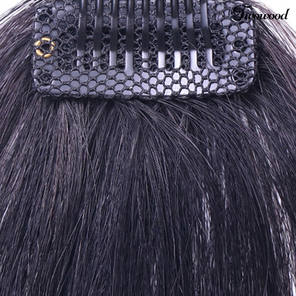 Twowood Wig Bang Ultra Tipis Ekstensi Rambut Serat Suhu Tinggi Pendek Fashion Sopak Fringe Untuk Wanita